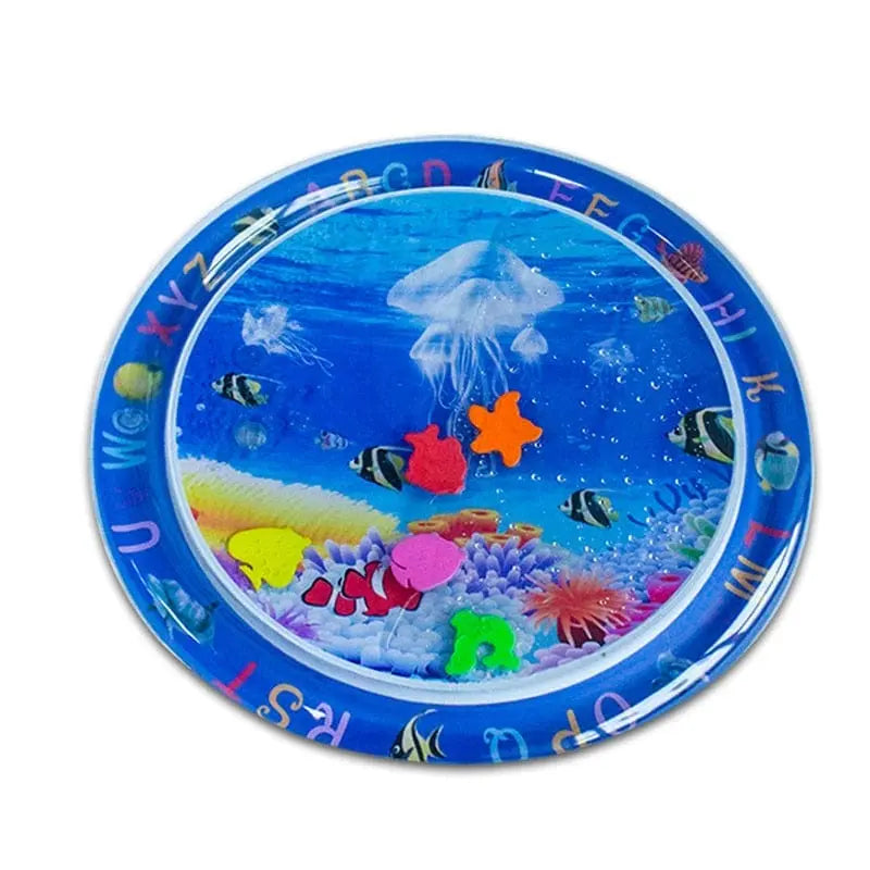 Inflatable baby tummy time mat by Showlu Fashion Store featuring colorful water-filled play surface for infants and toddlers.