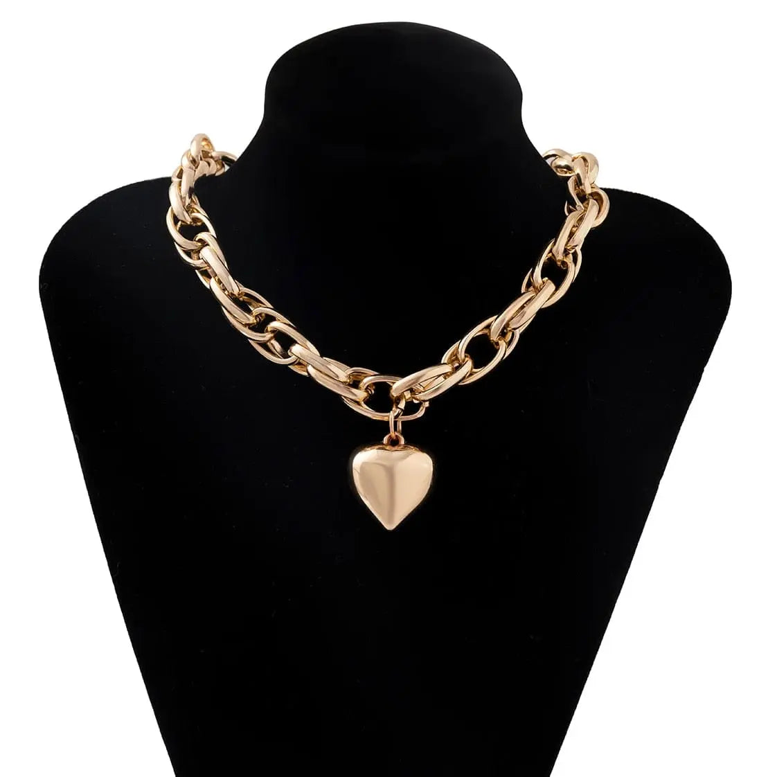 Ingemark punk big heart pendant necklace featuring a chunky heavy chain, bold jewelry for women and men, steampunk style.