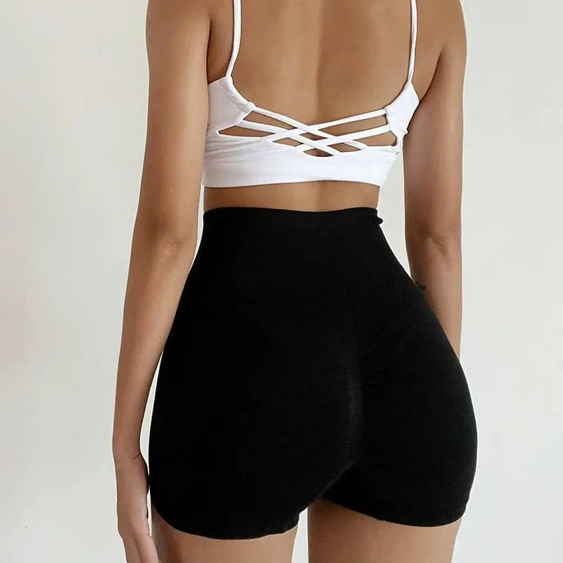 Silk Enka women's peach hip lift shorts by Showlu Fashion Store, quick-dry stretch outdoor exercise shorts for women.