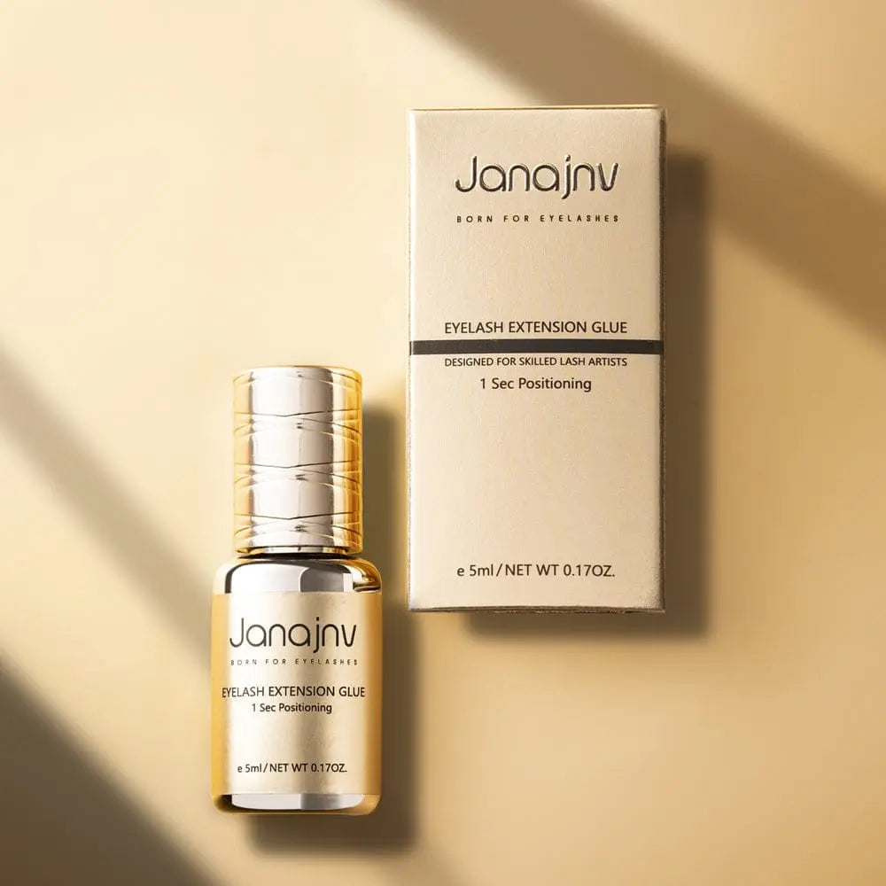 Janajnv hypoallergenic eyelash extension glue by Showlu Fashion Store, waterproof, fast-drying, suitable for low humidity conditions.