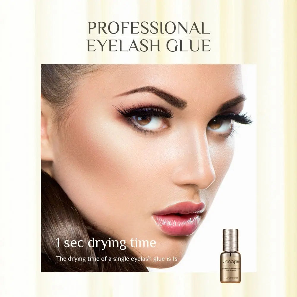 Janajnv hypoallergenic eyelash extension glue by Showlu Fashion Store, fast-drying, waterproof eyelash adhesive in a small container.