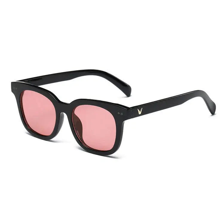 Yellow retro square polarized sunglasses with UV400 protection, myopia-friendly design, stylish Japanese-inspired look, men's and women's fashion
