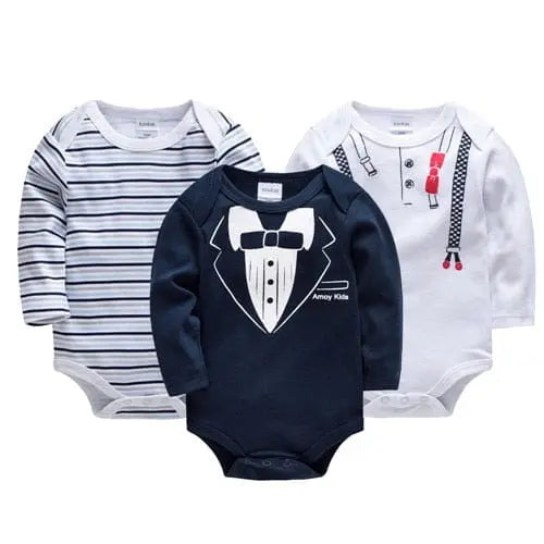 Kavkas baby bodysuits by Showlu Fashion Store, 6-pack of long sleeve 100% cotton jumpsuits for boys and girls, 0-12 months.
