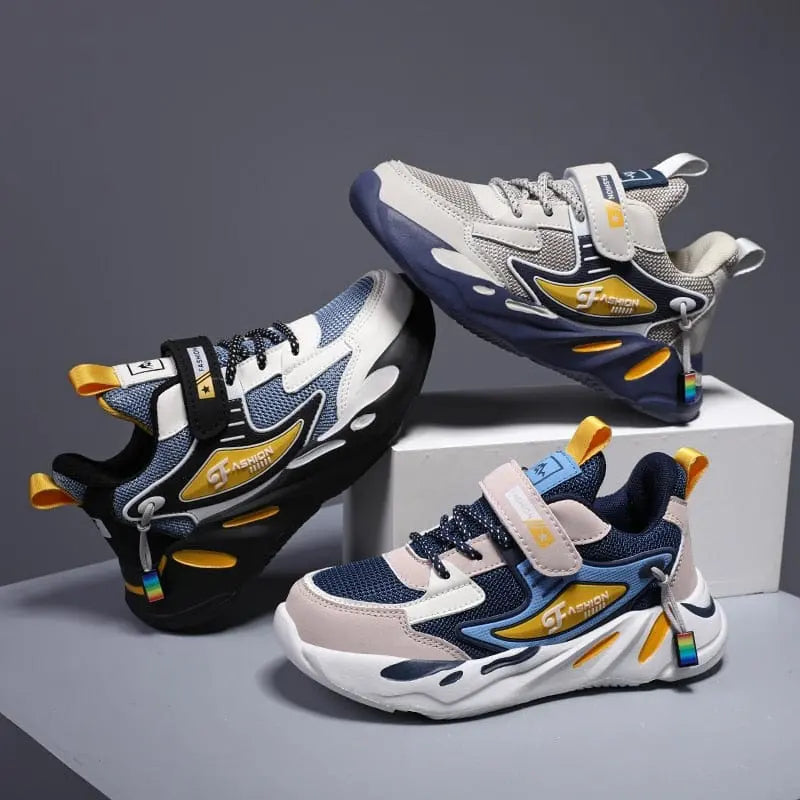 Kids' breathable mesh leather running sport shoes for boys and girls, Showlu Fashion Store, comfortable casual outdoor sneakers