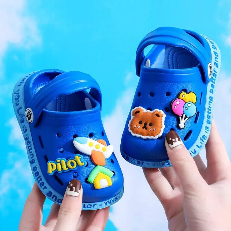 Kids cartoon hole sandals by Showlu Fashion Store, soft anti-skid EVA beach shoes for boys and girls, suitable for sandy beaches.