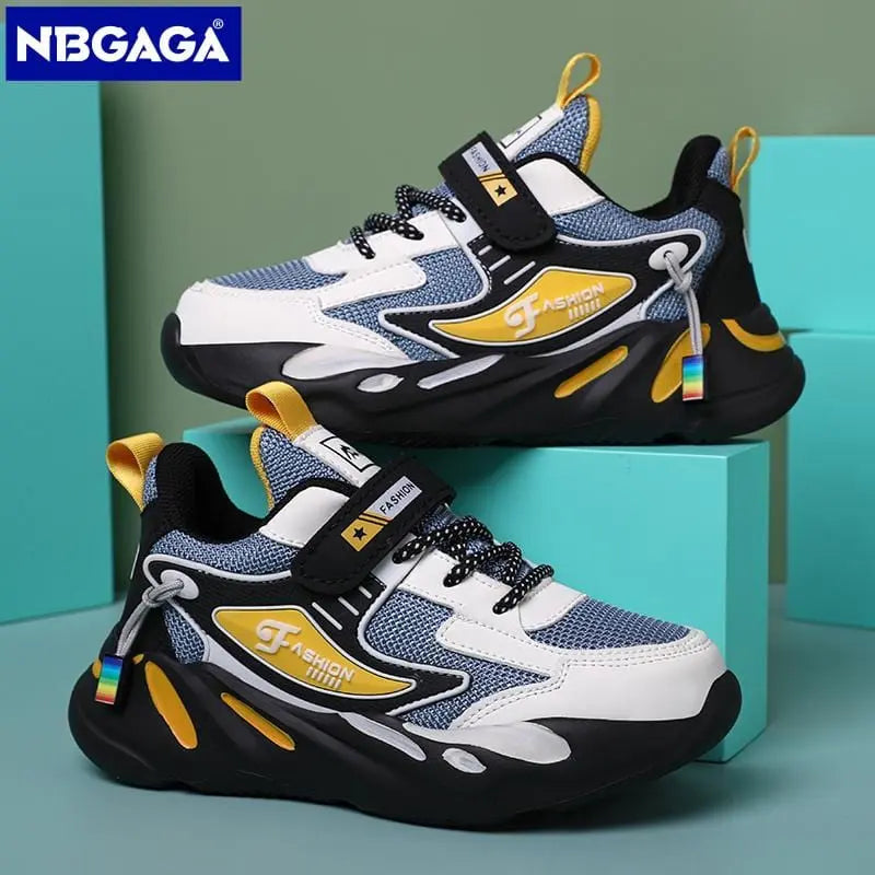 Kids mesh sneakers by Showlu Fashion Store featuring breathable design, ideal for boys and girls' outdoor running and casual wear.
