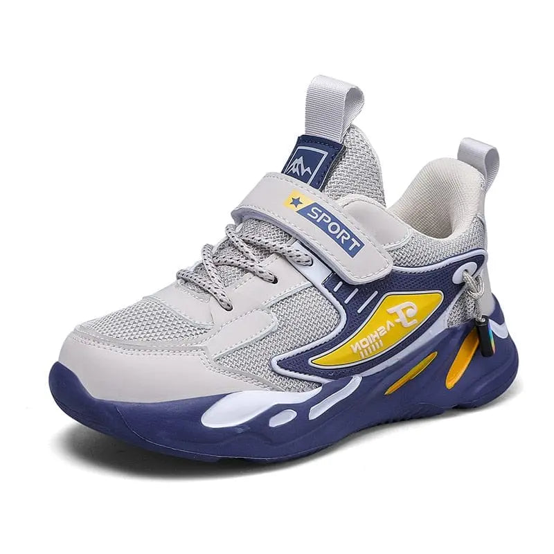 Kids mesh sneakers by Showlu Fashion Store, breathable boys and girls running shoes with casual outdoor design.