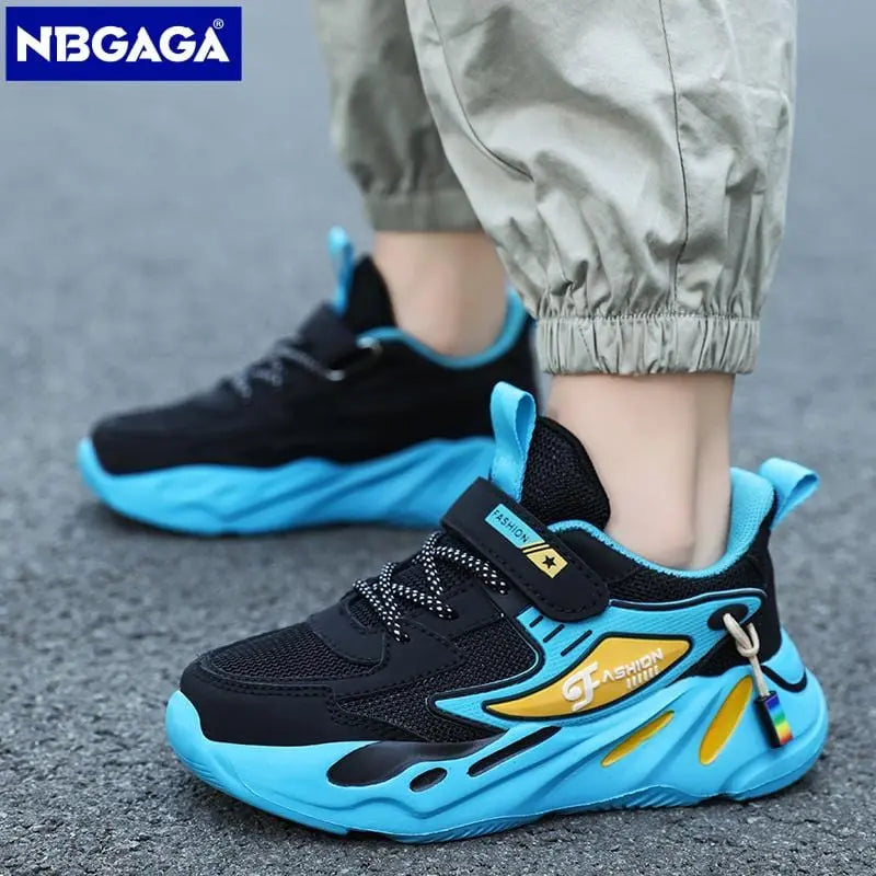 Kids mesh sneakers by Showlu Fashion Store, breathable boys and girls running shoes for outdoor sports and casual play.