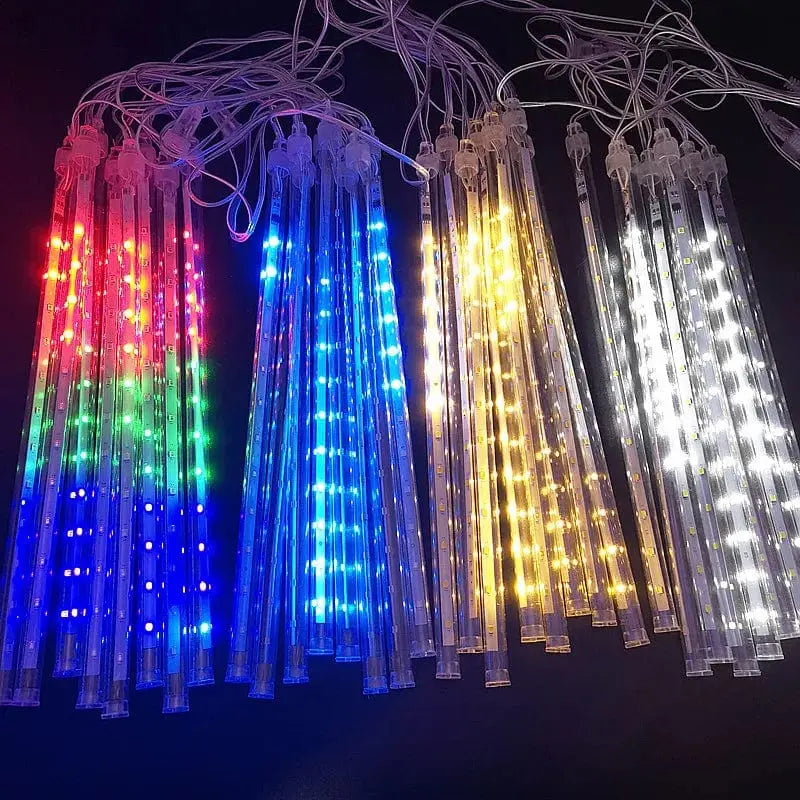 Waterproof 30cm LED meteor shower rain lights by Showlu Fashion Store, featuring falling raindrop design for holiday and patio decor.