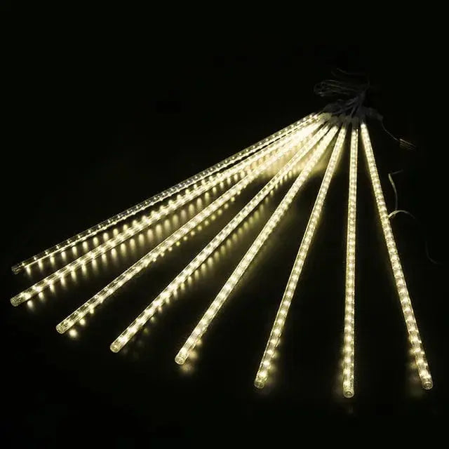 Showlu Fashion Store LED meteor shower rain lights, waterproof 30cm falling raindrop string lights for holiday and patio decor