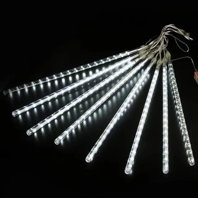 Showlu Fashion Store LED meteor shower rain lights, waterproof 30cm falling raindrop string lights for holiday and patio decor