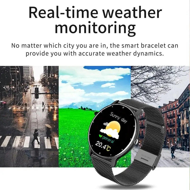 LIGE women's smart watch with full-touch screen, fitness tracker, IP67 waterproof design, compatible with iOS and Android devices