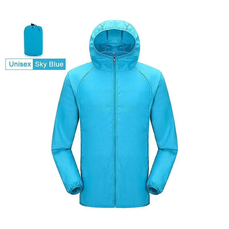 LNGXO unisex waterproof hiking jacket with quick-dry fabric, UV protection, windbreaker design, suitable for outdoor camping and trekking