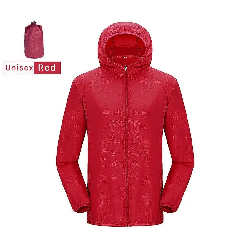 LNGXO unisex waterproof hiking jacket with quick-dry fabric, UV protection, windbreaker design, suitable for outdoor camping and trekking.