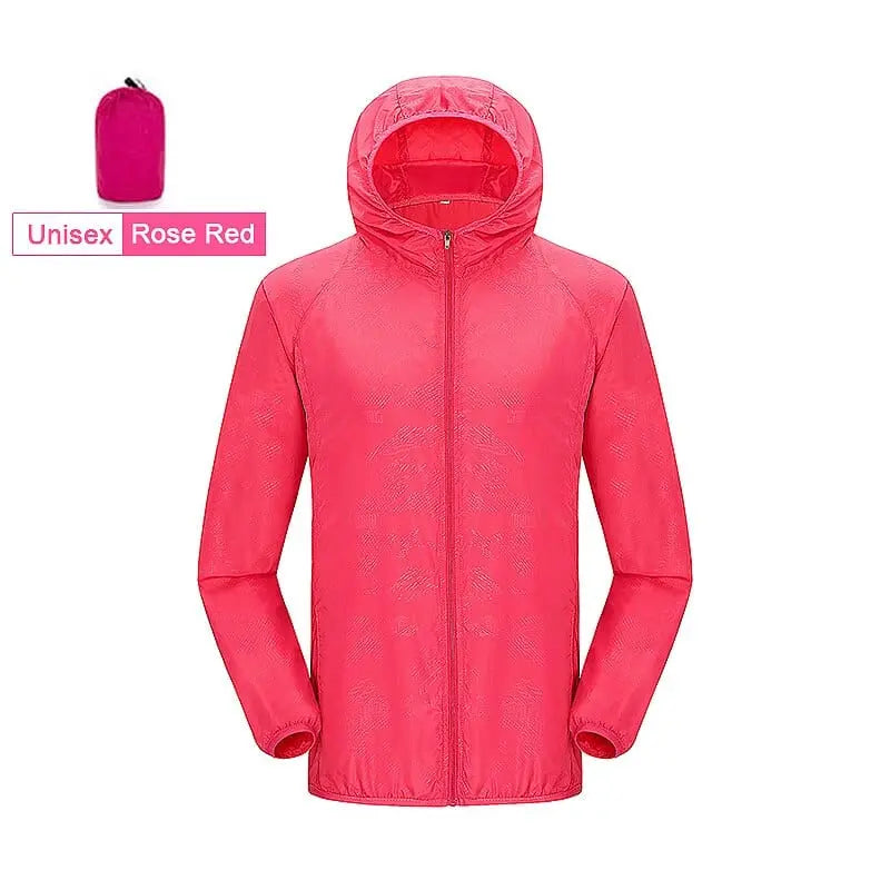 LNGXO unisex waterproof hiking jacket with quick-dry, UV protection, windbreaker style, suitable for camping, trekking, and outdoor activities