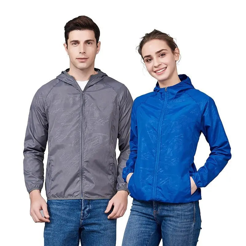 LNGXO waterproof unisex hiking jacket with quick-dry fabric, UV protection, windbreaker style, suitable for outdoor camping and trekking