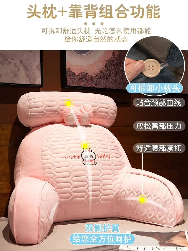 Showlu Fashion latex rayon bedside cushion, soft plush reading pillow for comfort on couch or bed, ideal for relaxing or pregnancy support.