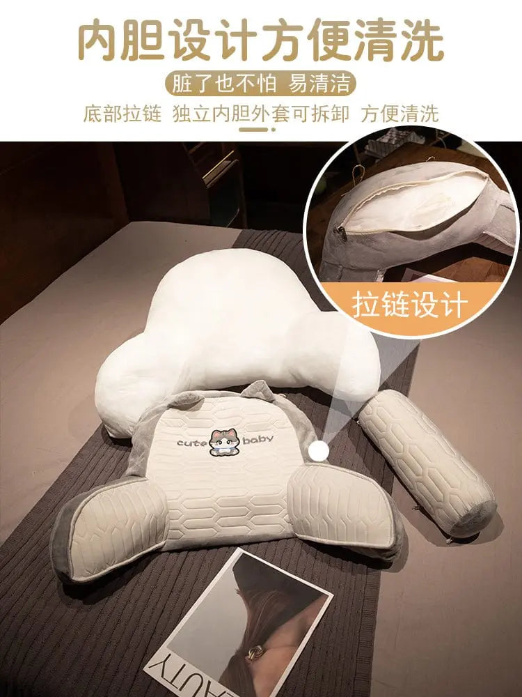 Showlu Fashion latex rayon bedside cushion, soft plush reading pillow with supportive backrest for bed or couch use.