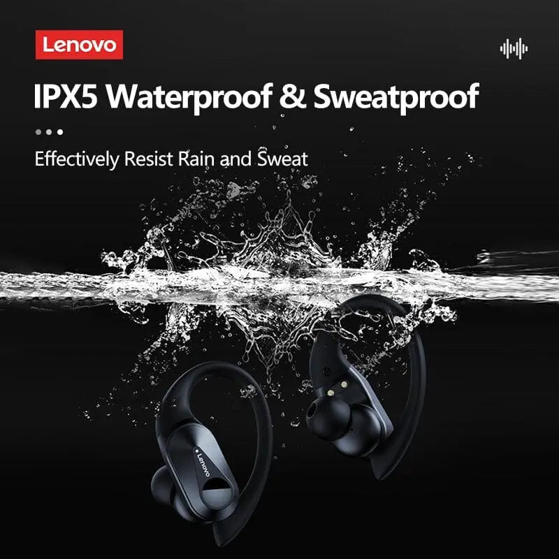 Lenovo LP75 Bluetooth 5.3 sport headphones with LED display, HiFi stereo sound, noise reduction, and wireless gaming earbuds.