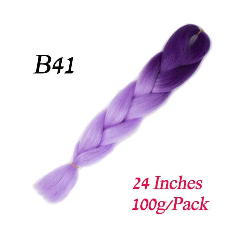 Lihui 24-inch blue grey ombre jumbo synthetic braiding hair pack for DIY hairstyles, featuring vibrant ombre color and thick texture.