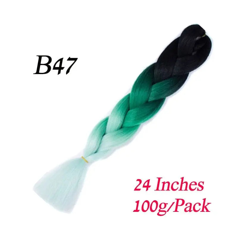 Lihui 24-inch blue grey ombre jumbo braiding hair made of synthetic fiber, shown in thick, textured braids for DIY hairstyles.