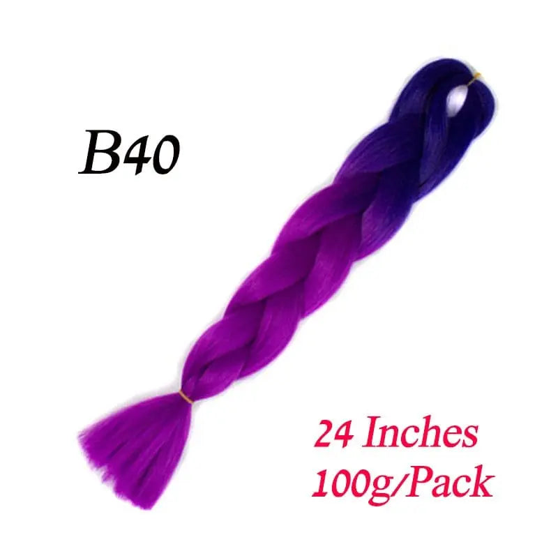 Lihui 24-inch blue grey ombre jumbo braiding hair made of synthetic fiber, suitable for DIY braids and hairstyles.