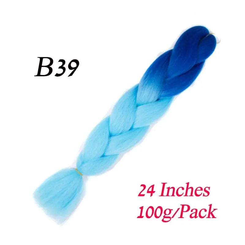 Lihui 24-inch blue grey ombre jumbo braiding hair made of synthetic fiber for DIY hairstyling, shown in pack form.