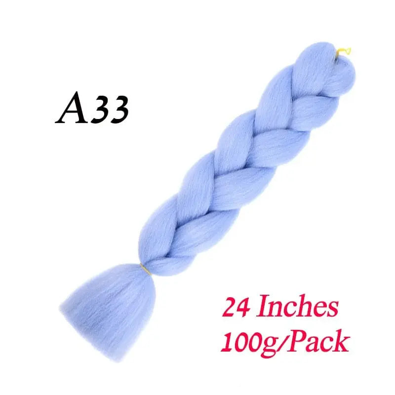 Lihui 24-inch blue grey ombre jumbo synthetic braiding hair for women, showcasing textured synthetic fiber bundles for DIY hairstyles.