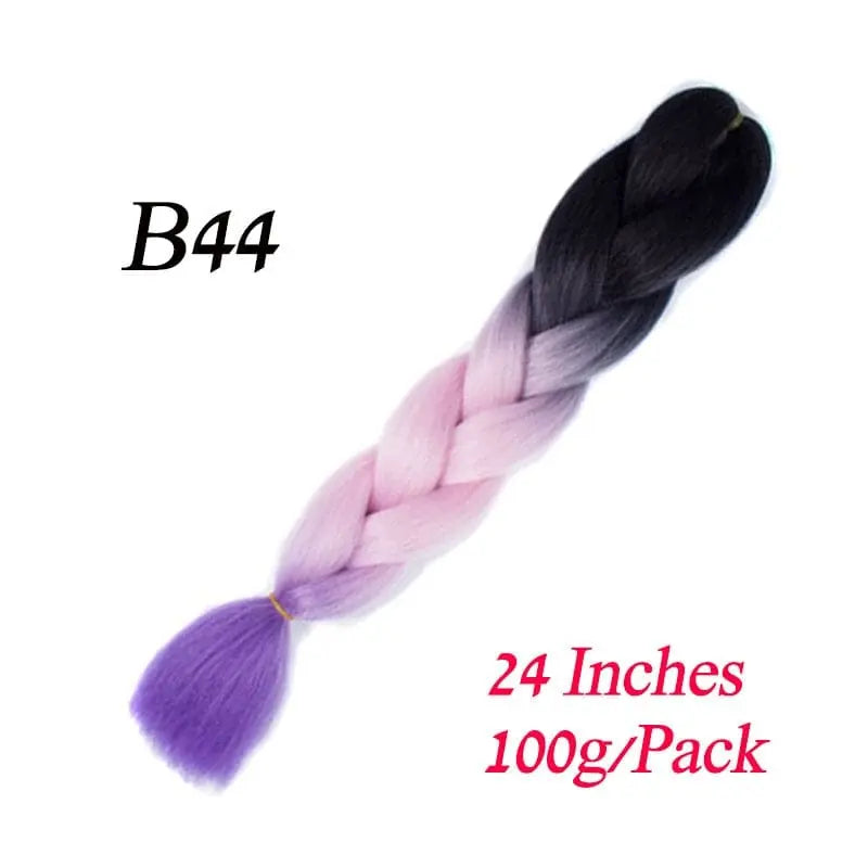 Lihui 24" ombre jumbo braiding hair in blue grey synthetic fiber, shown in thick, textured braid style for women.