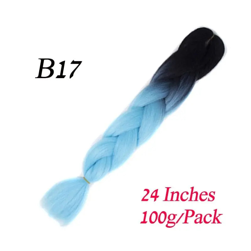 Lihui 24-inch blue grey ombre jumbo braiding hair made of synthetic fiber for DIY hairstyles, shown in packaging.