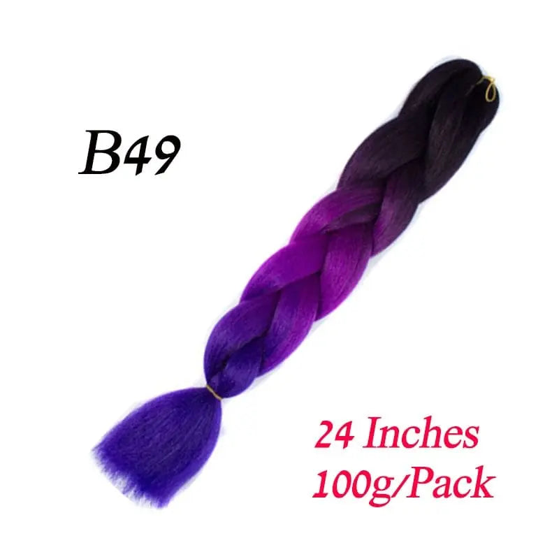 Lihui 24-inch blue grey ombre jumbo braiding hair made of synthetic fiber for DIY hairstyles, displayed in a pack.