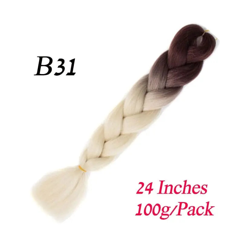 Lihui 24-inch blue grey ombre jumbo braiding hair made of synthetic fiber for DIY hairstyle styling.