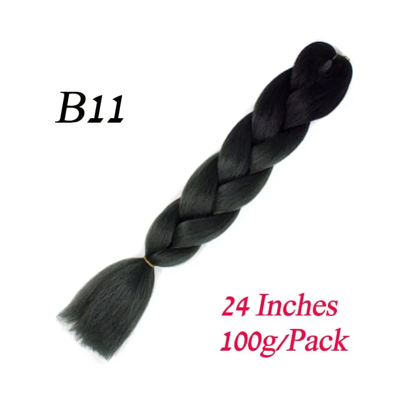 Lihui 24-inch ombre blue grey jumbo braiding hair made of synthetic fiber for DIY hairstyles, shown in pack format.
