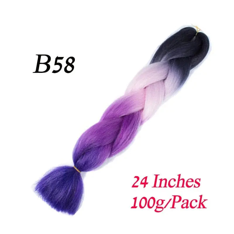 Lihui 24-inch blue grey ombre jumbo braiding hair made of synthetic fiber, ideal for DIY hairstyling and braiding.