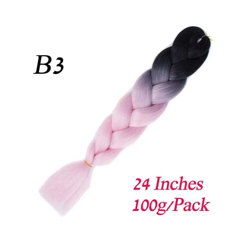 Lihui 24-inch blue grey ombre jumbo braiding hair made of synthetic fiber, shown in thick braid packs for DIY hairstyles.