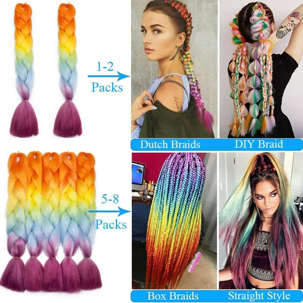 Blue grey Lihui 24-inch ombre jumbo braiding hair made of synthetic fiber for women's DIY hairstyles.