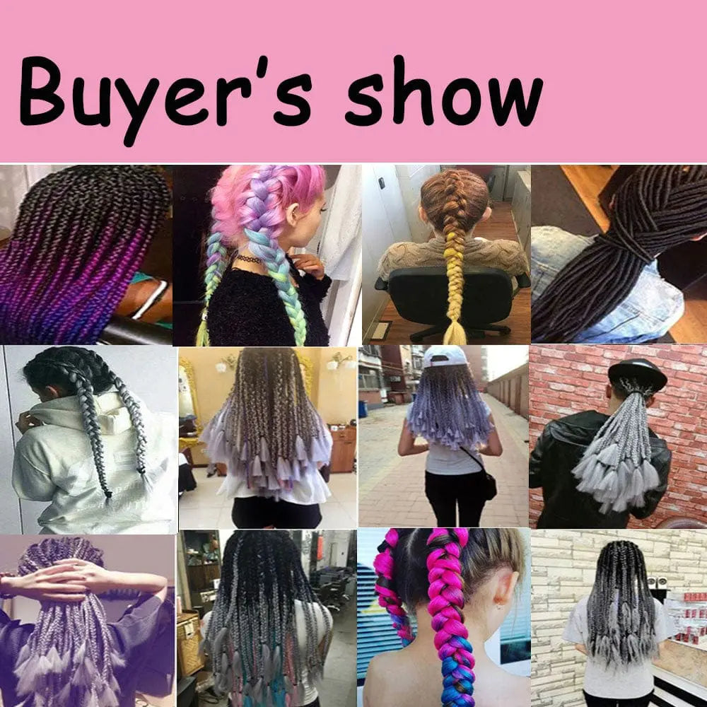 Lihui 24-inch blue grey ombre jumbo braiding hair made of synthetic fiber, displayed in pack for DIY hairstyles.