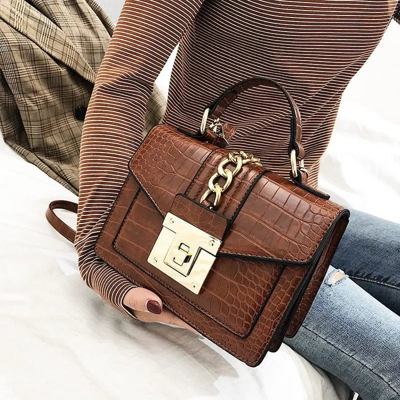 Luxury Showlu Fashion alligator leather handbag, women's shoulder purse with elegant design and premium craftsmanship.