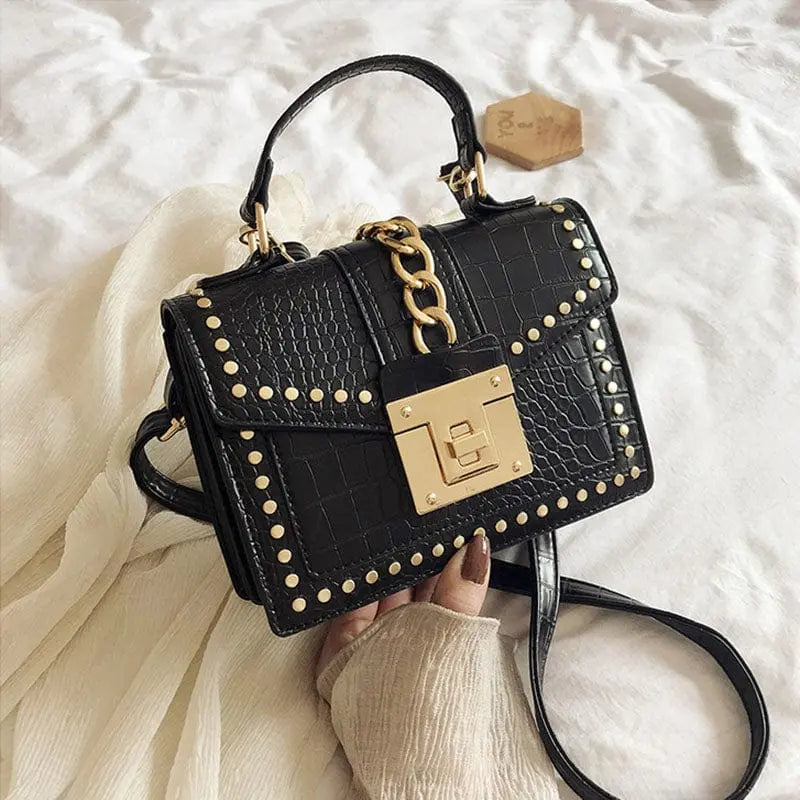 Showlu Fashion alligator leather handbag with shoulder strap, luxury designer purse for women, stylish and elegant accessory.
