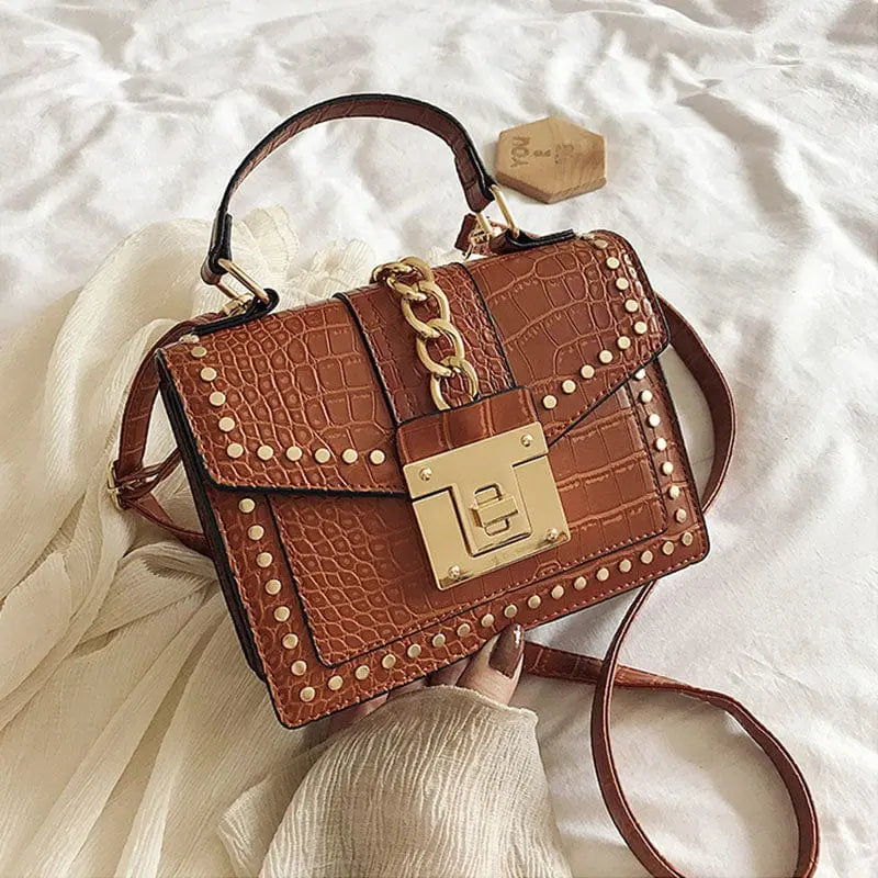 Alligator leather luxury handbag by Showlu Fashion, stylish women's shoulder purse with designer craftsmanship and elegant design.
