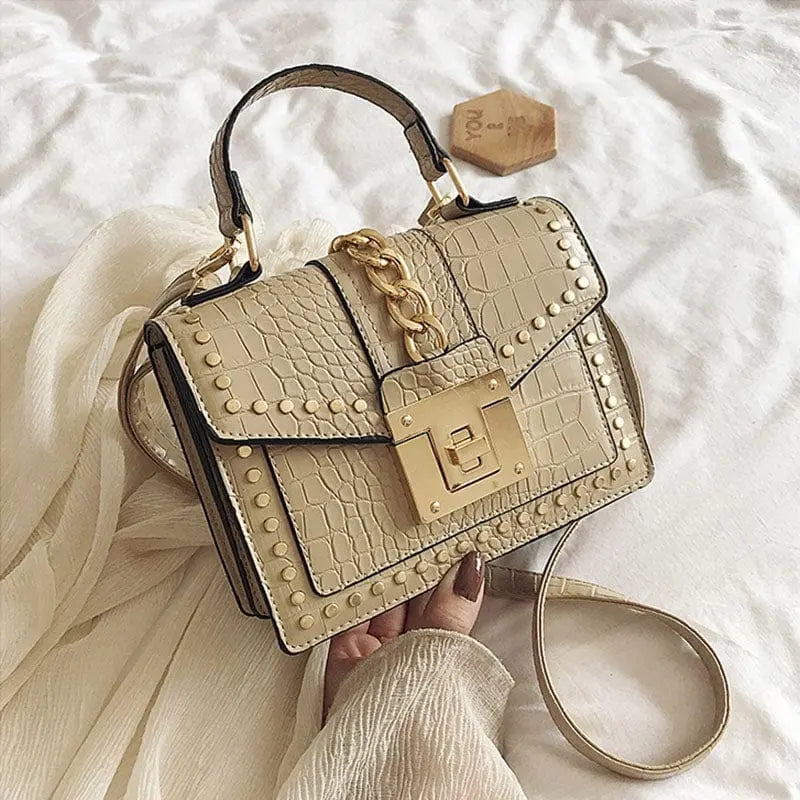 Luxury alligator leather handbag by Showlu Fashion, stylish women's shoulder purse with elegant design and premium craftsmanship.