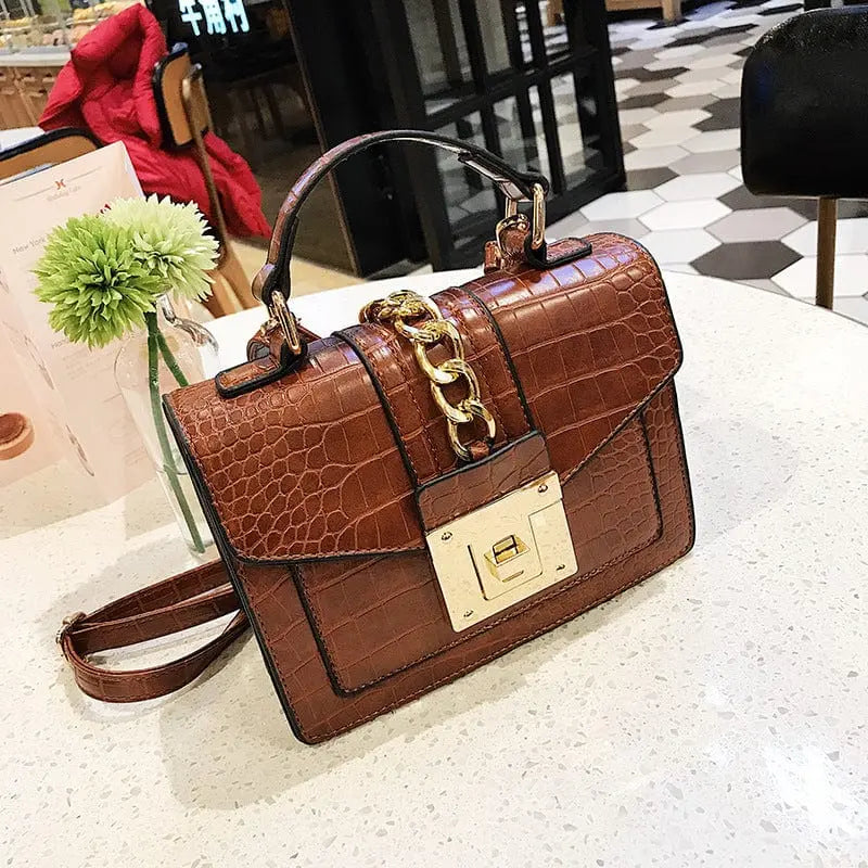 Showlu Fashion alligator leather handbag with shoulder strap, luxury designer purse for women, stylish and elegant women's accessory