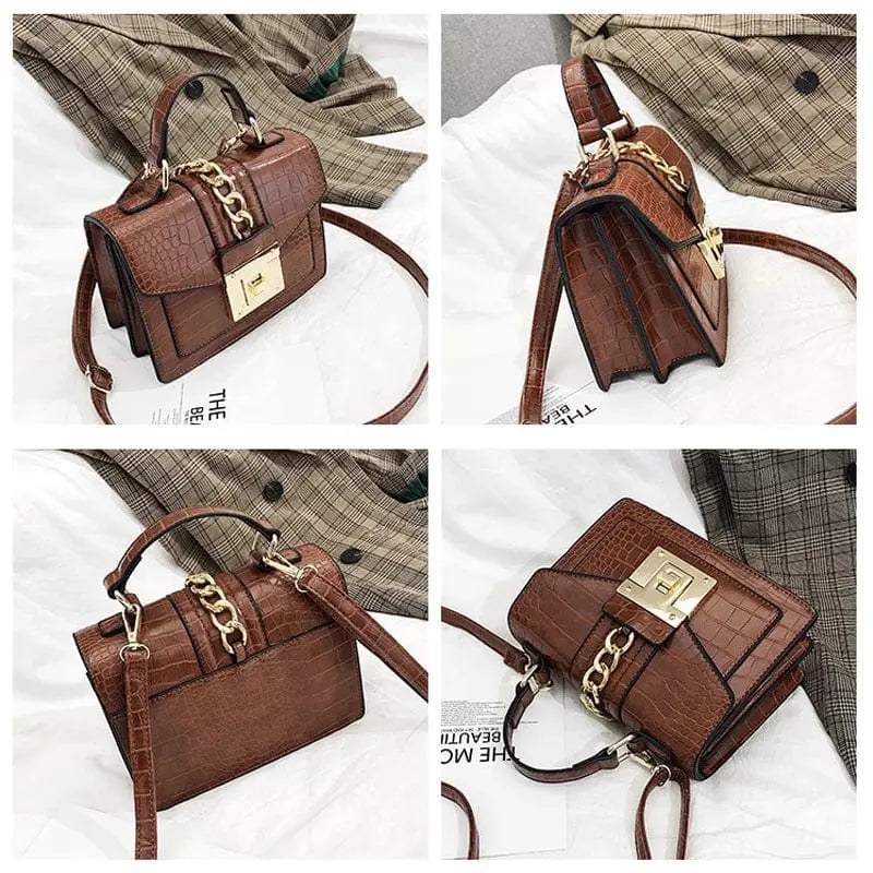 Showlu Fashion alligator leather handbag with shoulder strap, luxury designer purse for women, elegant and stylish women's bag