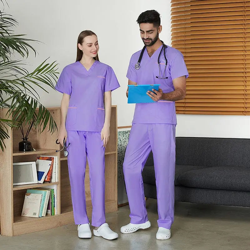 Unisex SIBAIZHI scrub set by Showlu Fashion with premium soft fabric, hospital nurse uniform with front pockets, suitable for medical staff