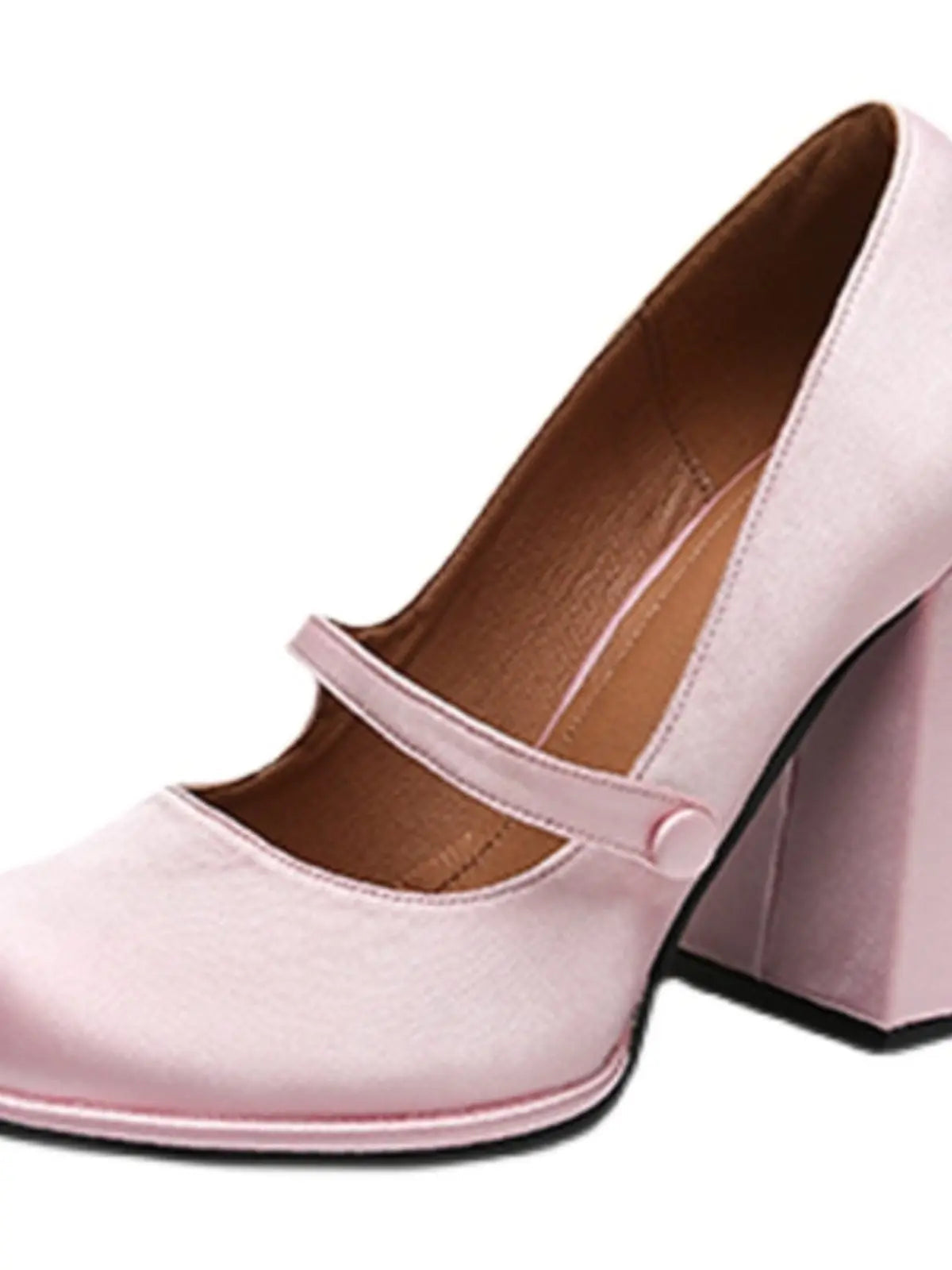 White Cassie Liyuan Mary Jane shoes with retro chunky high heels, stylish women's pumps with a classic design