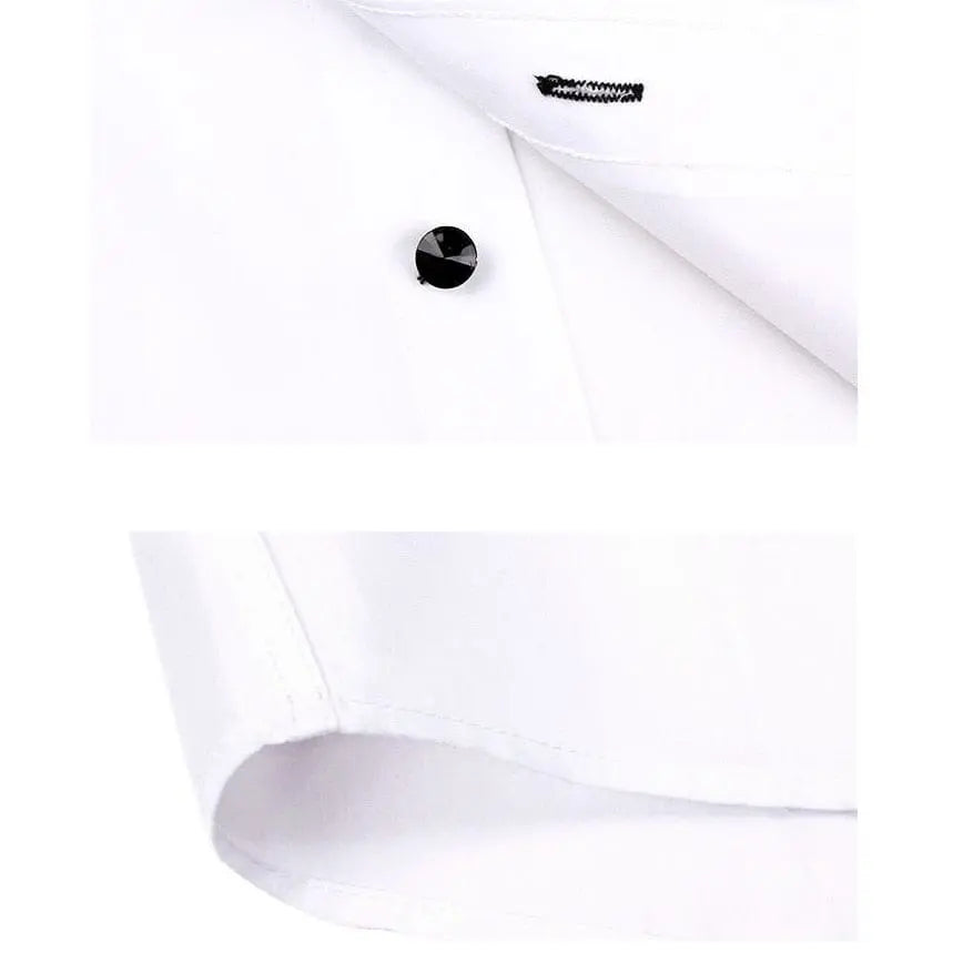 Men's slim fit casual long sleeve cotton shirt by Showlu Fashion Store, featuring a button-down collar and modern Korean-inspired design.