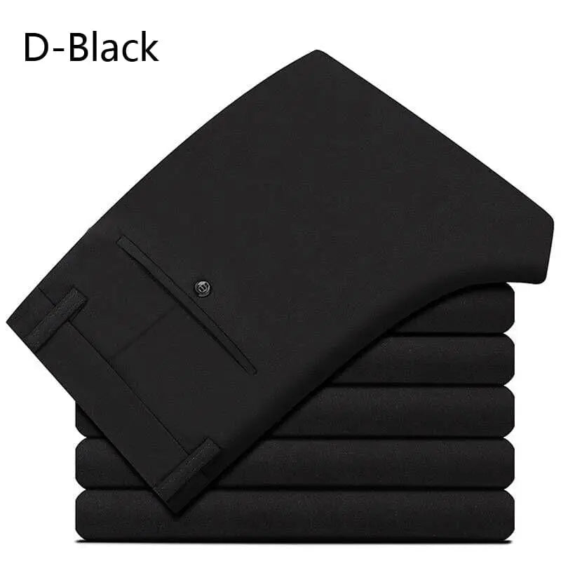 Men's Showlu Fashion casual straight suit pants with elastic waist, suitable for spring and autumn, available in plus sizes 28-40.