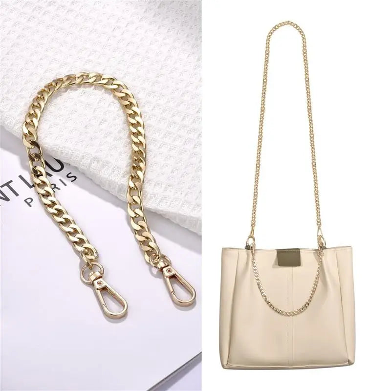 Showlu Store metal aluminum bag chain replacement straps for handbags, featuring durable, stylish detachable hardware for DIY handbags.