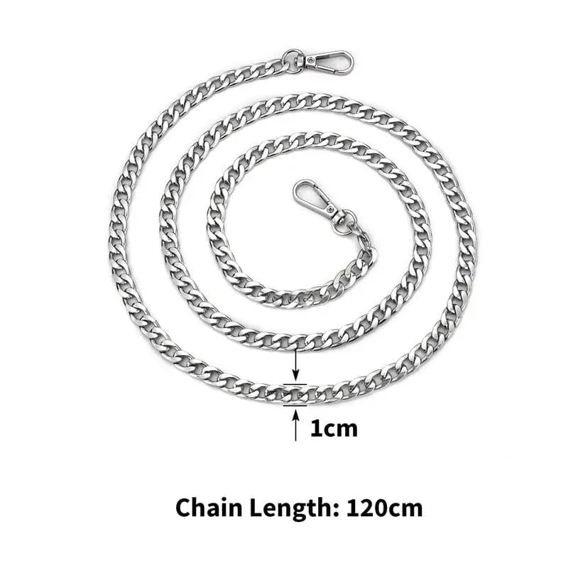 Showlu Store metal aluminum handbag chain replacement straps with hand-woven design, detachable for DIY handbags and accessories.