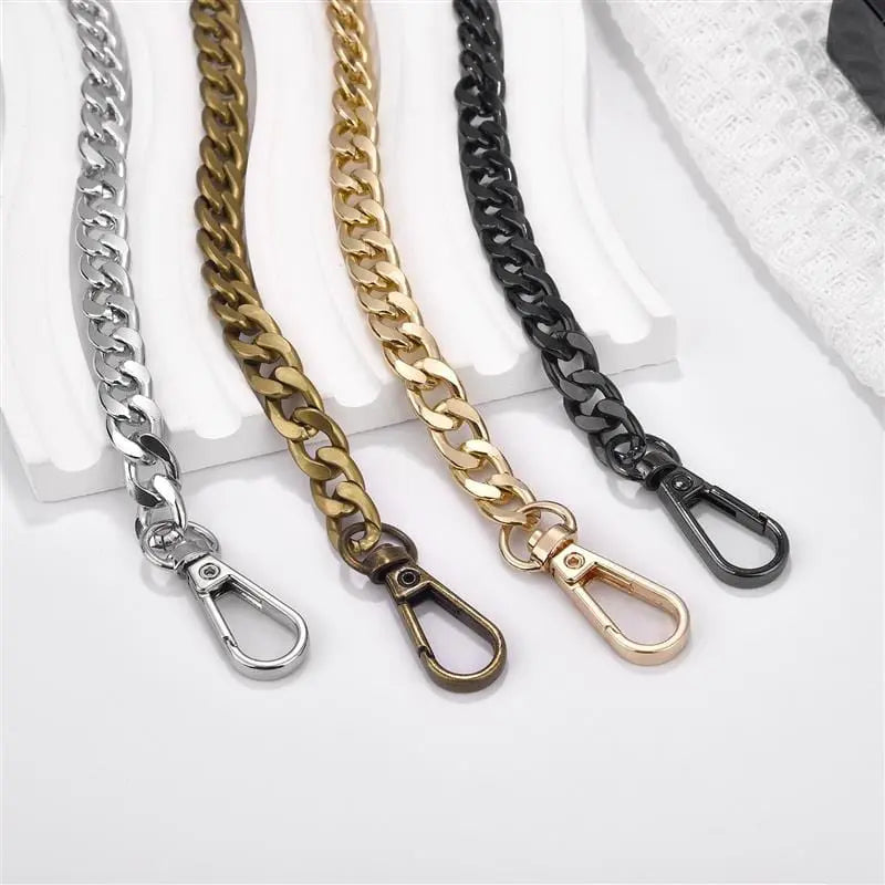 Showlu Store metal aluminum bag chain replacement straps for handbags, featuring durable, stylish detachable accessories for DIY handbags.